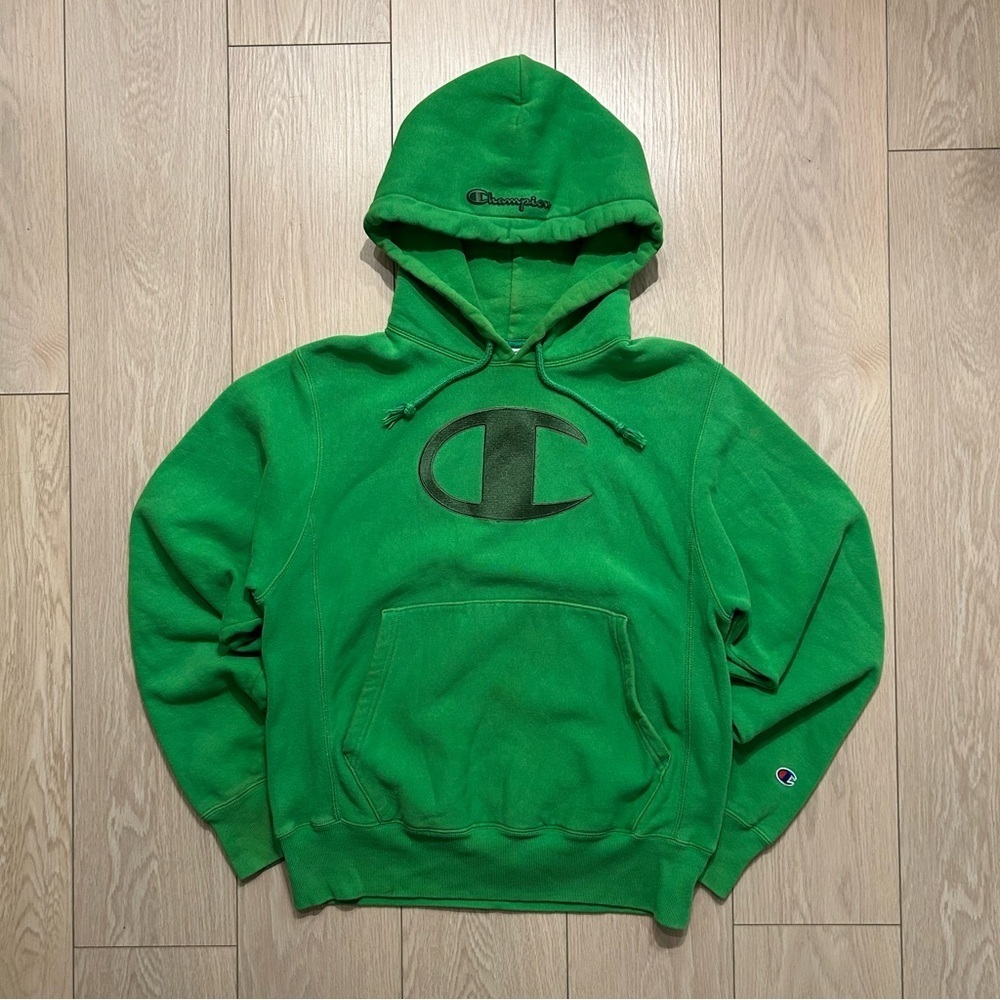 Champion Reverse Weave Pullover Hoodie Green Men's Size Small